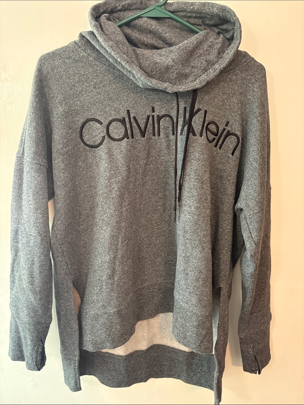 Calvin Klein Gray Logo Cowl Neck Sweatshirt